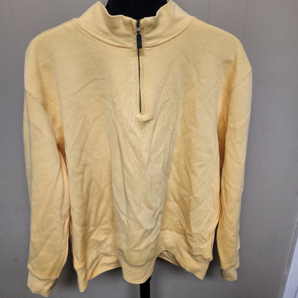 Bullington Men's Size XL Quarter Zip Long Sleeve Yellow Polo Shirt